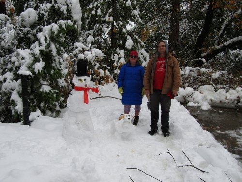 kids and snowman